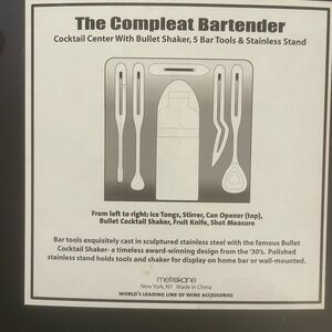 Metrokane “The Complete Bartender” Stainless Steel Cocktail Bar Set COMPLETE NIB